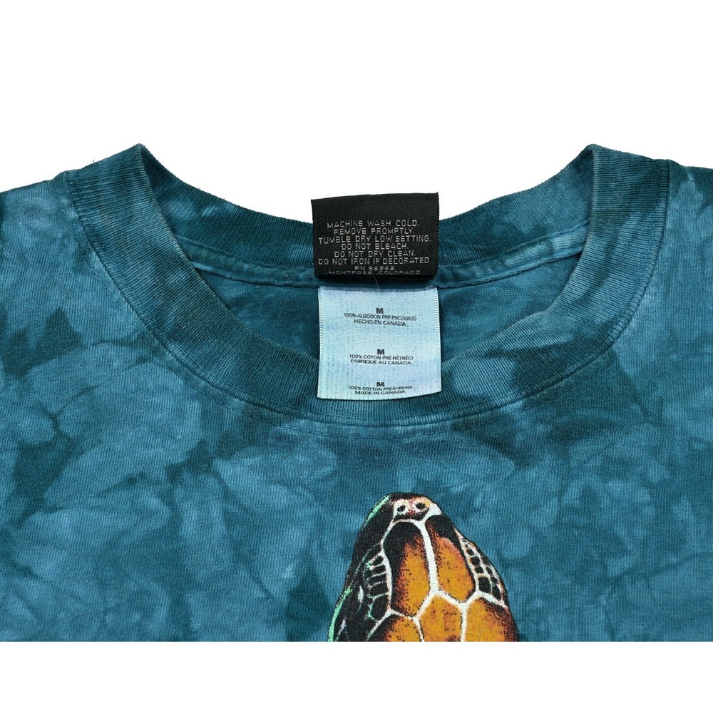 Vintage Habitat 90s Swimming Tortoise Tie Dye T-Shirt Medium Wild Animal 2-Sided - Picture 9 of 10